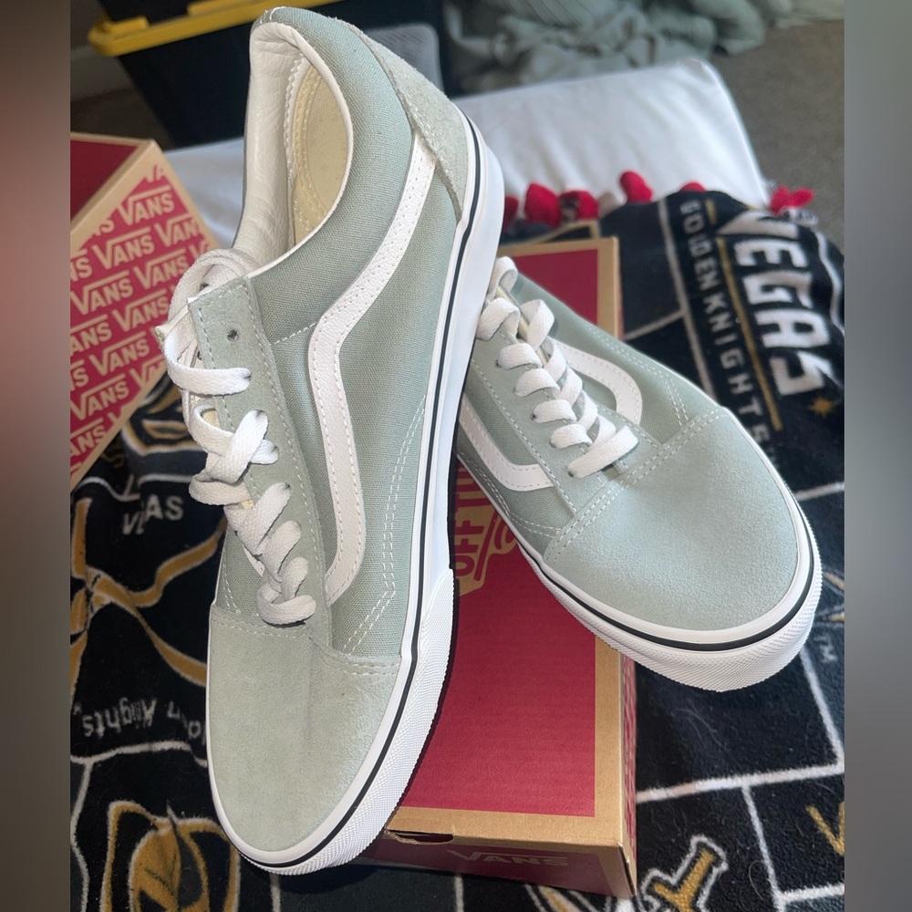 Vans Old Skool Sneakers in Sage & White